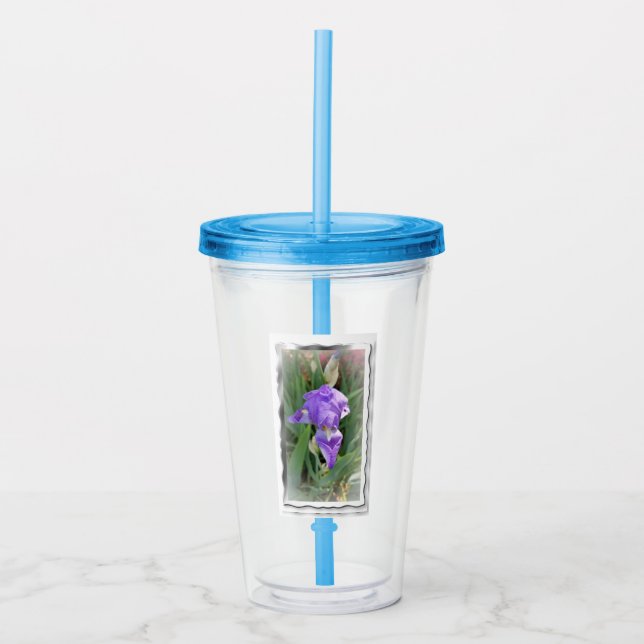 Beautiful Light Blue Iris Acrylic Tumbler (Front)