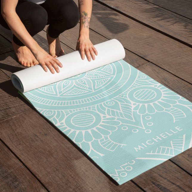 Beautiful Light Blue Mandala Yoga Mat (Creator Uploaded)