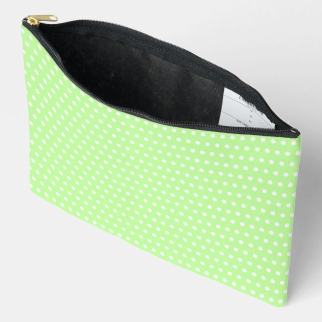 Beautiful Light Green And Little Dots Accessory Pouch (Open)