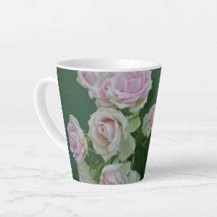 Beautiful light pink garden roses latte mug