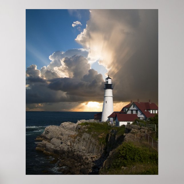 Beautiful Lighthouse at Sunset Poster (Front)