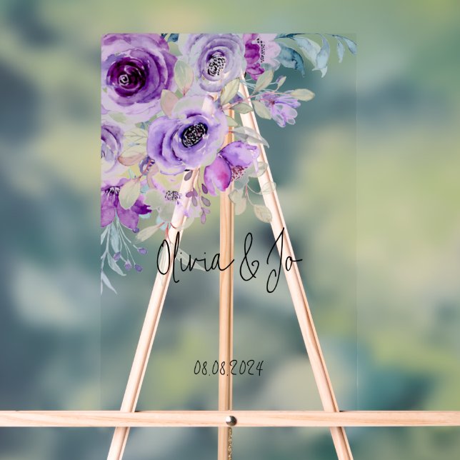 beautiful lilac floral acrylic sign (Neutral)