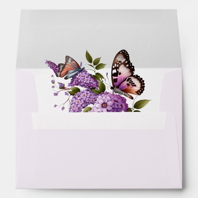 Beautiful Lilac Sprigs With Butterflies Envelope (Back (Bottom))