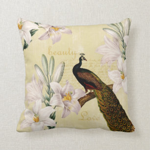 Beautiful Lilies Peacock Cushion