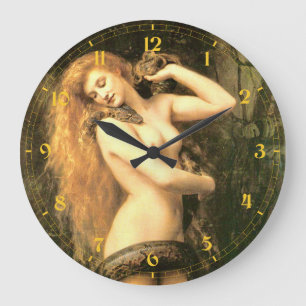 Beautiful Lilith Vintage Painting by John Collier Large Clock