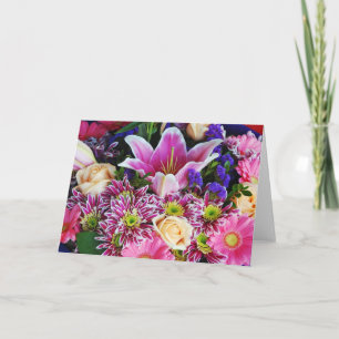 Beautiful lily and rose floral print greeting card