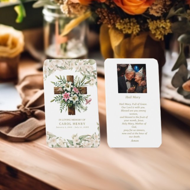 Beautiful Lily Catholic Hail Mary Prayer Card (Creator Uploaded)