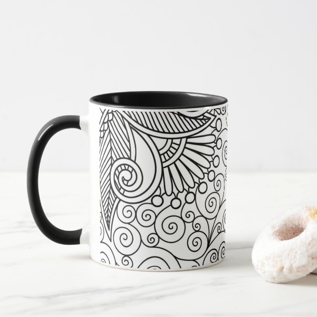Beautiful Line Art Mug (With Donut)