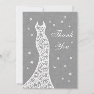Beautiful Linen Flat Winter Thank You Card