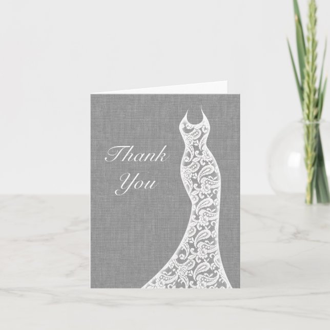 Beautiful Linen Folded Thank You Card (Front)