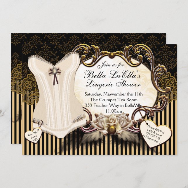 Beautiful Lingerie Shower Invitations (Front/Back)