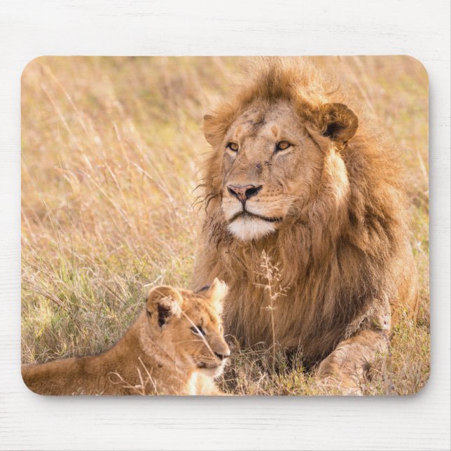 Beautiful Lion and Cub Mouse Pad (Front)