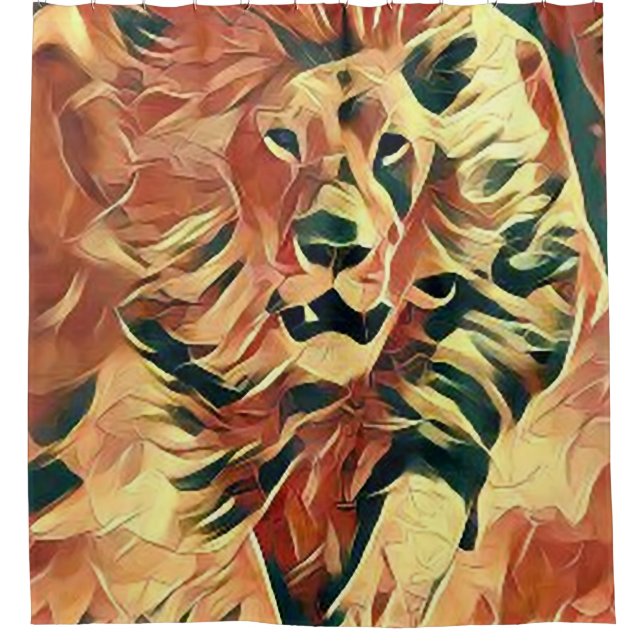 Beautiful Lion Art Shower Curtain (Front)