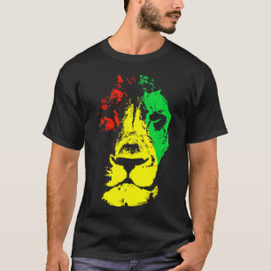 Beautiful Lion Face Rasta Colors Style  T-Shirt