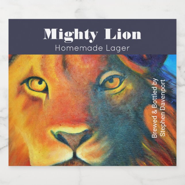 Beautiful Lion Head Portrait Regal and Proud Beer Beer Bottle Label (Single Label)