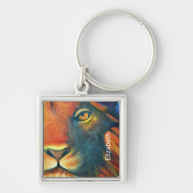 Beautiful Lion Head Portrait Regal and Proud Key Ring (Front)