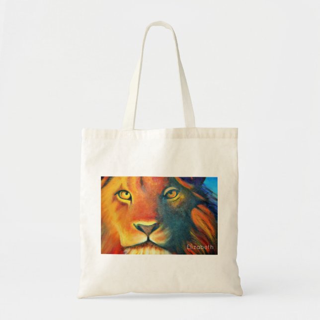 Beautiful Lion Head Portrait Regal and Proud Tote Bag (Front)
