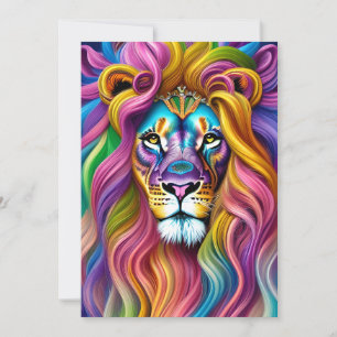 Beautiful Lion with Colourful Main Holiday Card
