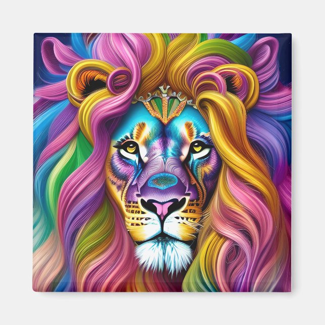 Beautiful Lion with Colourful Main  Magnet (Front)