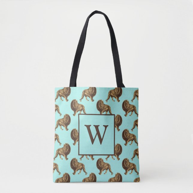 Beautiful Lions Monogram Lions Tote Bag (Front)