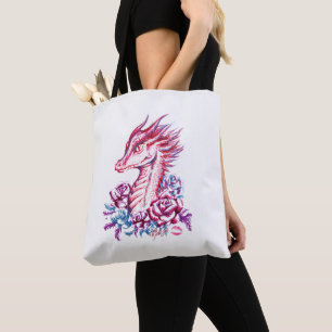 Beautiful Lipstick Dragon Art US Made Tote Bag