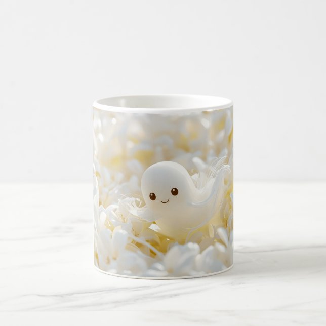 Beautiful little ghosts among white flowers coffee mug (Center)