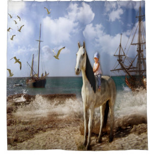 Beautiful Little Girl On Horse Back Shower Curtain