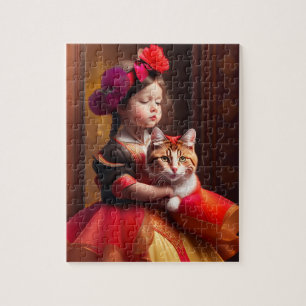Beautiful Little Girl With Cat Jigsaw Puzzle
