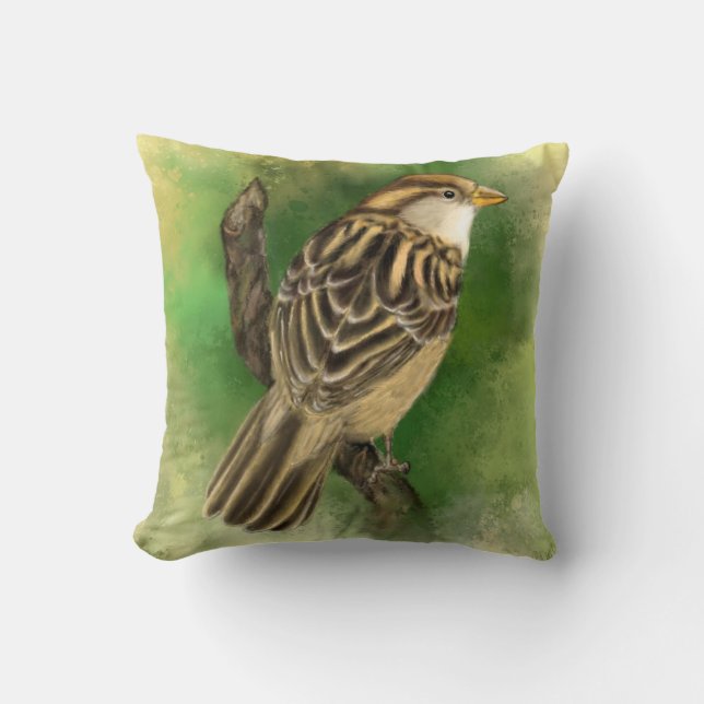 Beautiful Little Sparrow Throw Pillow (Front)