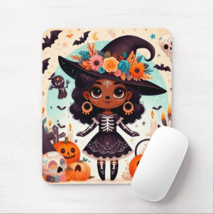 Beautiful little witch halloween party mouse pad