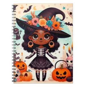 Beautiful little witch halloween party notebook