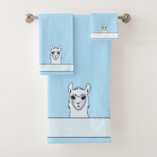 Beautiful LLama on Turquoise Bath Towel Set