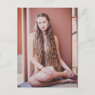 Beautiful long haired natural  beauty postcard