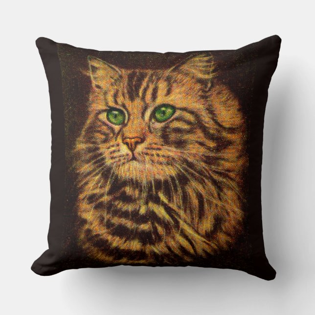 beautiful long-haired tabby cat print cushion (Front)