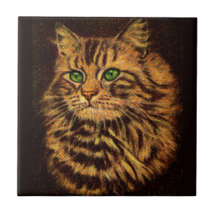 beautiful long-haired tabby cat tile