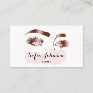 Beautiful Long Lashes Rose Gold Foil Makeup artist Business Card