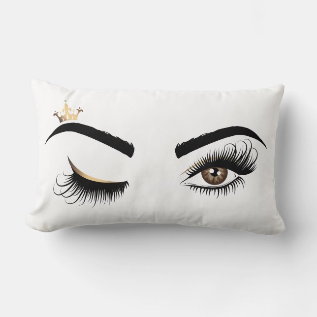 Beautiful long lashes wink eye  with the crown lumbar cushion (Front)