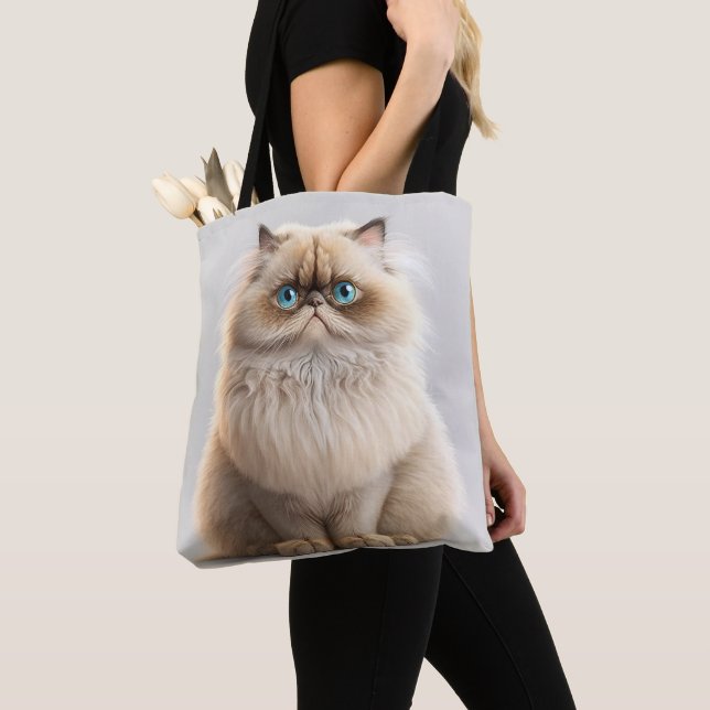 BEAUTIFUL LONGHAIR BIRMAN CARTOON CAT TOTE BAG (Close Up)
