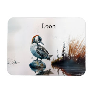 beautiful loon on a rock in watercolor magnet