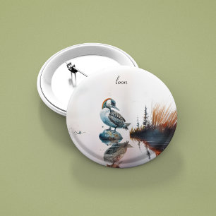 beautiful loon on water in watercolor 7.5 cm round badge