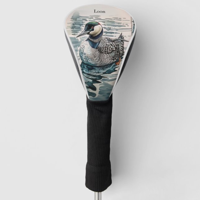 beautiful loon on water in watercolor golf head cover (Front)