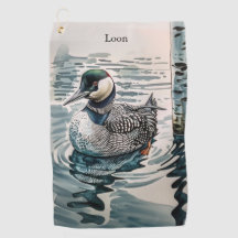 beautiful loon on water in watercolor