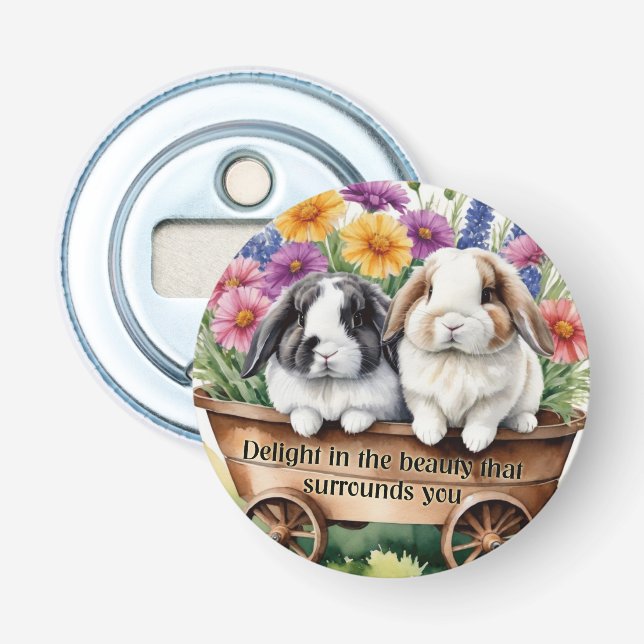 Beautiful Lop Bunny Rabbit Pretty Bottle Opener (Front)