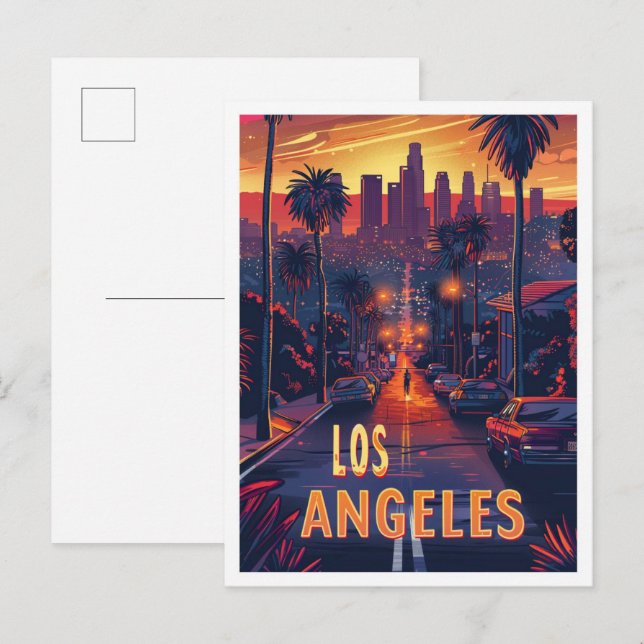 Beautiful Los Angeles USA  Illustration Travel Postcard (Front/Back)