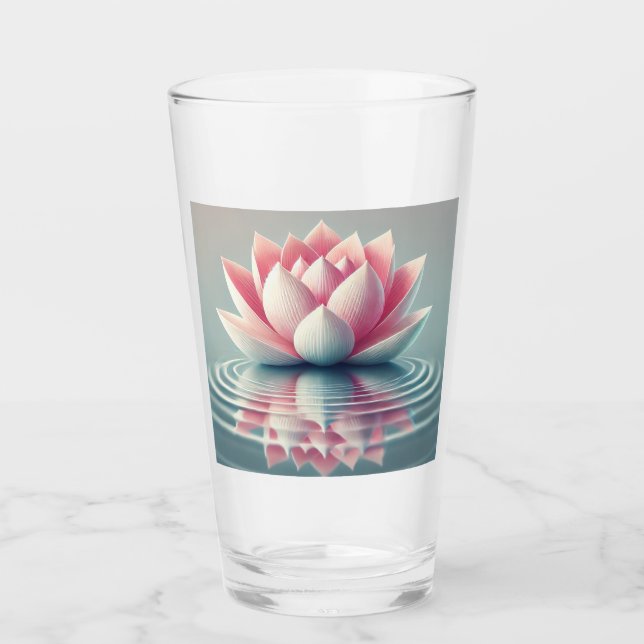 Beautiful lotus design glass cup. (Front)