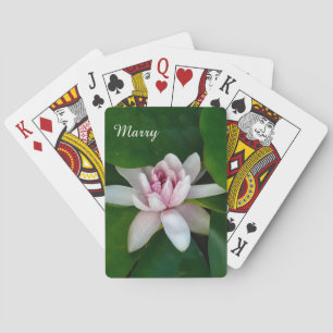 Beautiful Lotus Flower Photo Custom Name Playing Cards