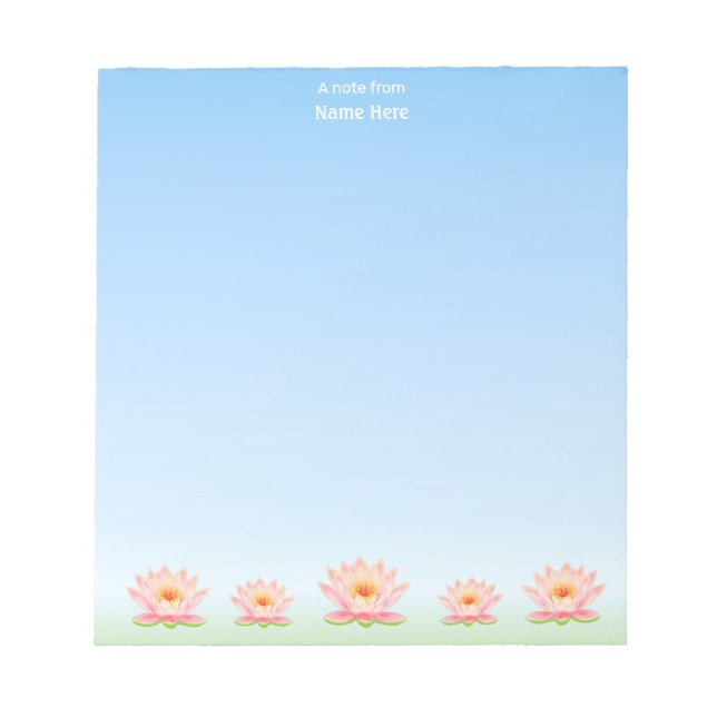 Beautiful Lotus Flowers on Light Blue Notepad (Front)