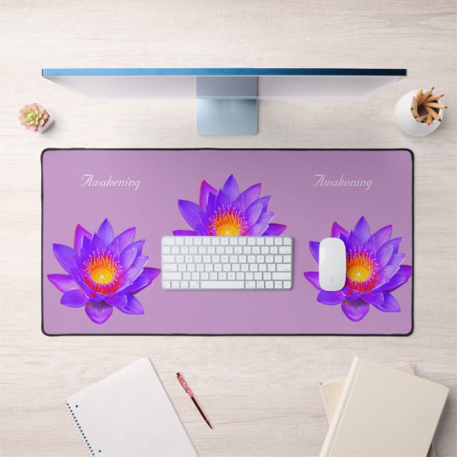 Beautiful Lotus Flowers on Violet Desk Mat (Office 1)