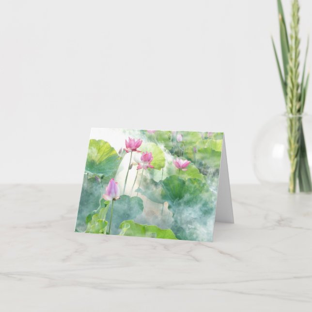 Beautiful Lotus Summer Blank Note Card (Front)
