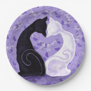 Beautiful Love Couple Cat Paper Plates